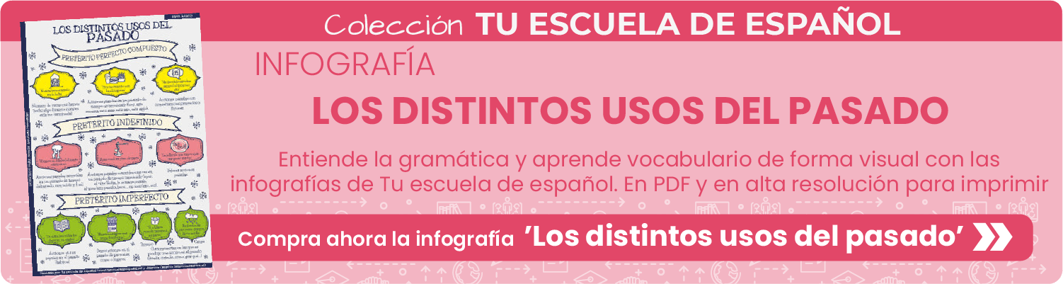 Banner infografía número 4 'Los distintos usos del pasado' de Tu escuela de español