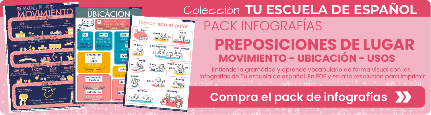 Banner infografía pack 02 de Tu escuela de español - Preposiciones de lugar