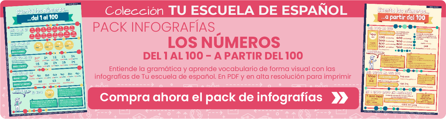 Banner infografía pack 04 de Tu escuela de español - Números cardinales