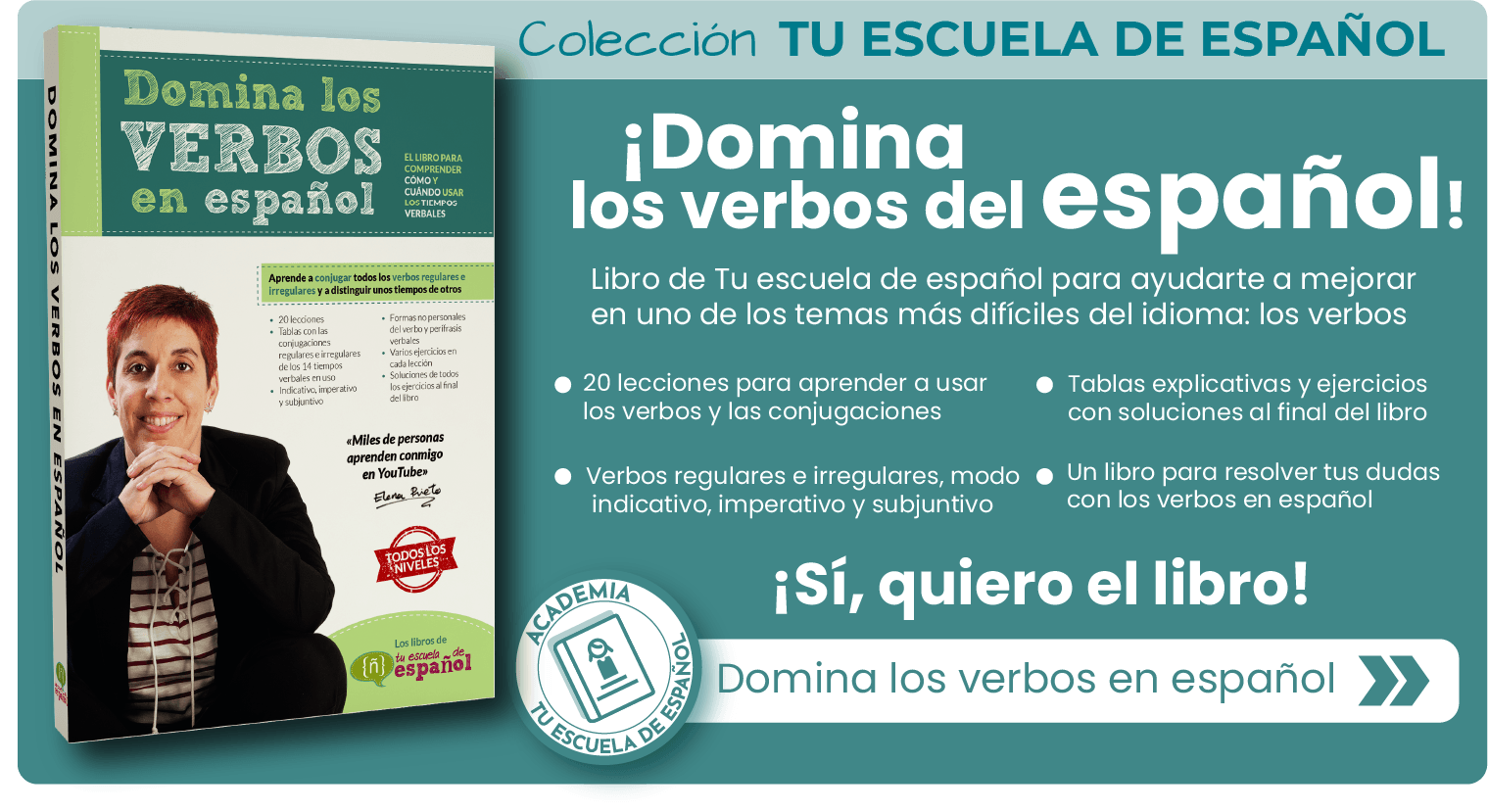 Banner libro de verbos de Tu escuela de español