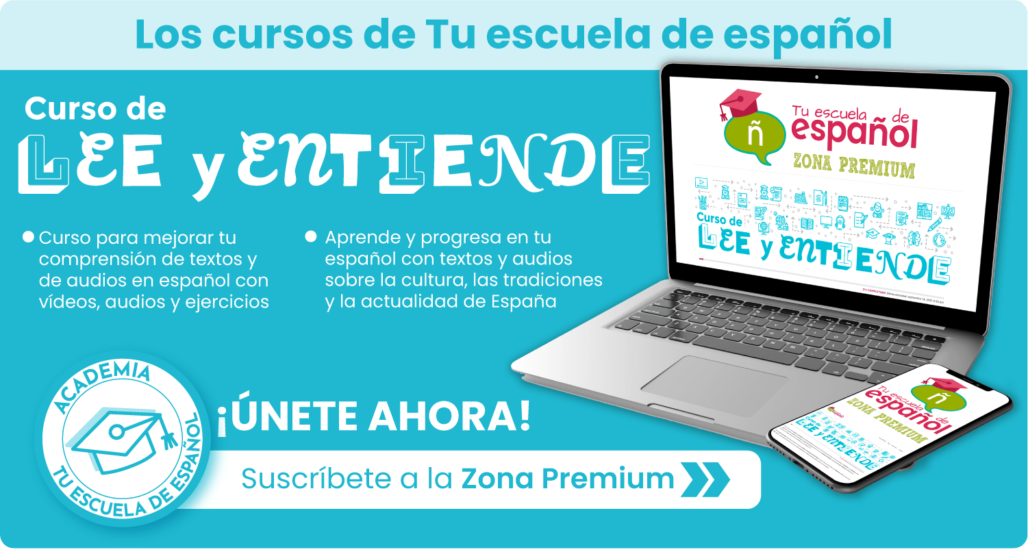 Banner Curso Lee y Entiende de la Zona Premium de Tu escuela de español