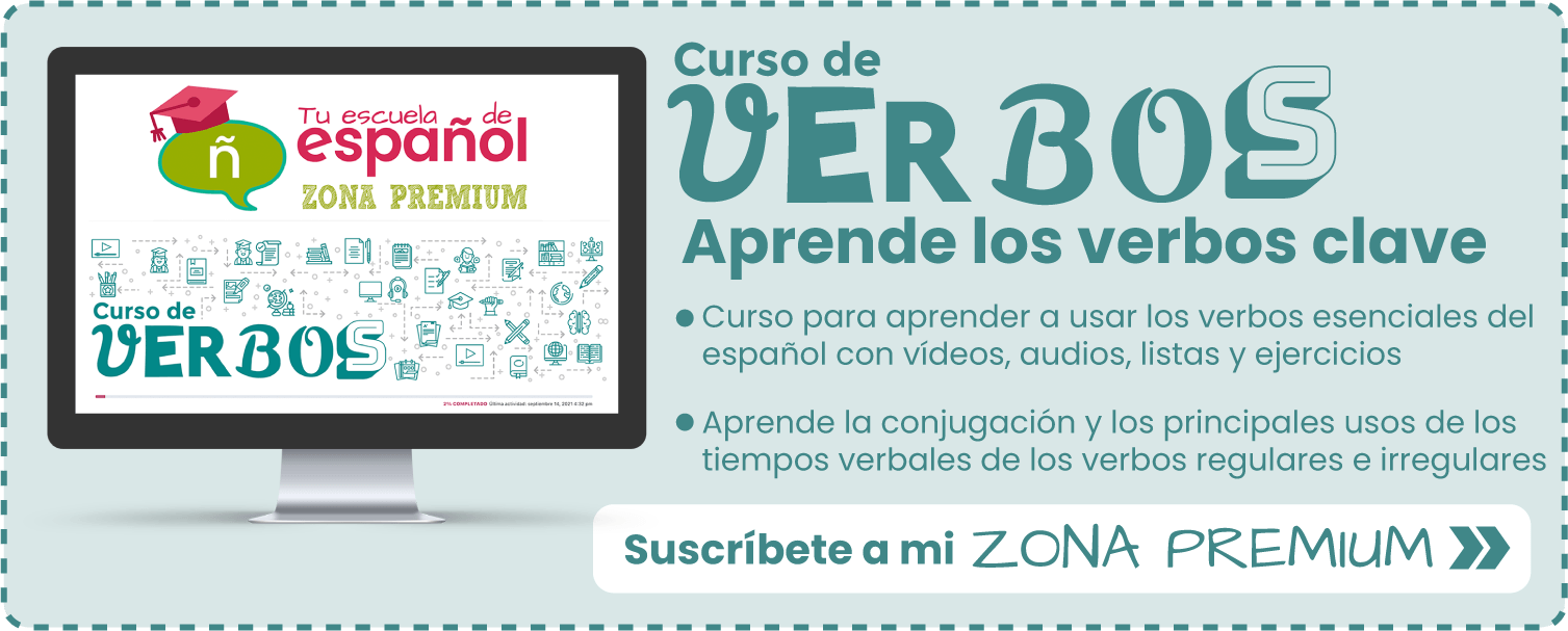 Banner Curso de Verbos de la Zona Premium de Tu escuela de español