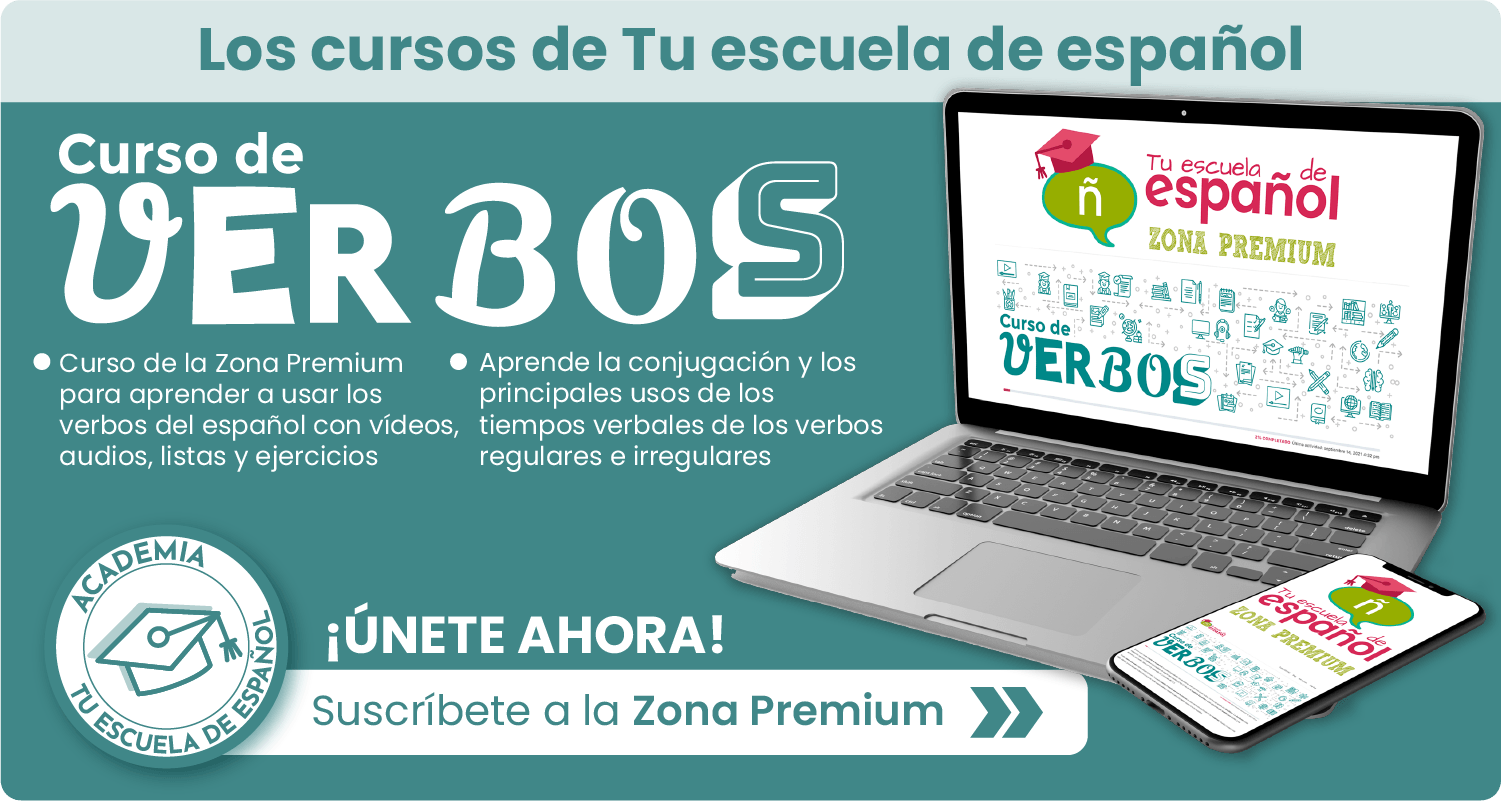 Banner Curso de Verbos de la Zona Premium de Tu escuela de español