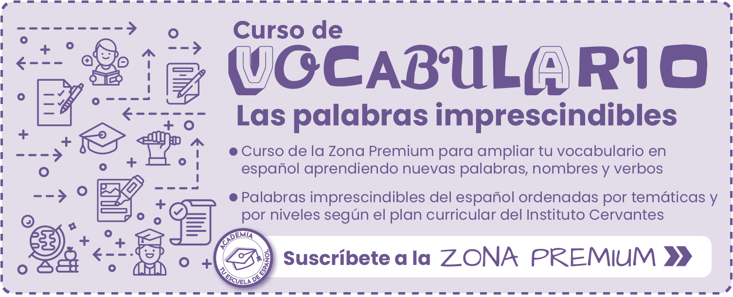 Banner Curso de Vocabulario de la Zona Premium de Tu escuela de español