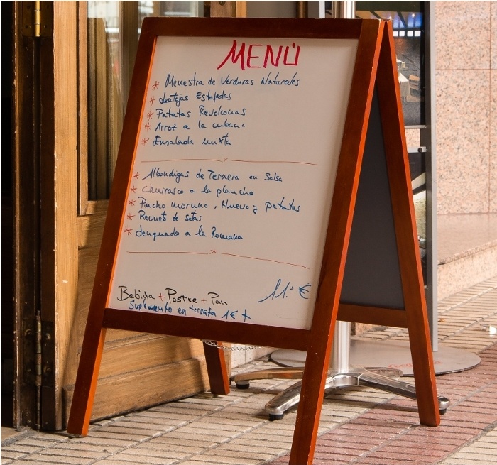 Menú del día de un restaurante de España