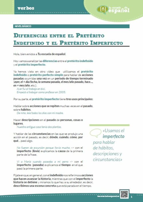 'Diferencias entre el pretérito indefinido y el pretérito imperfecto'