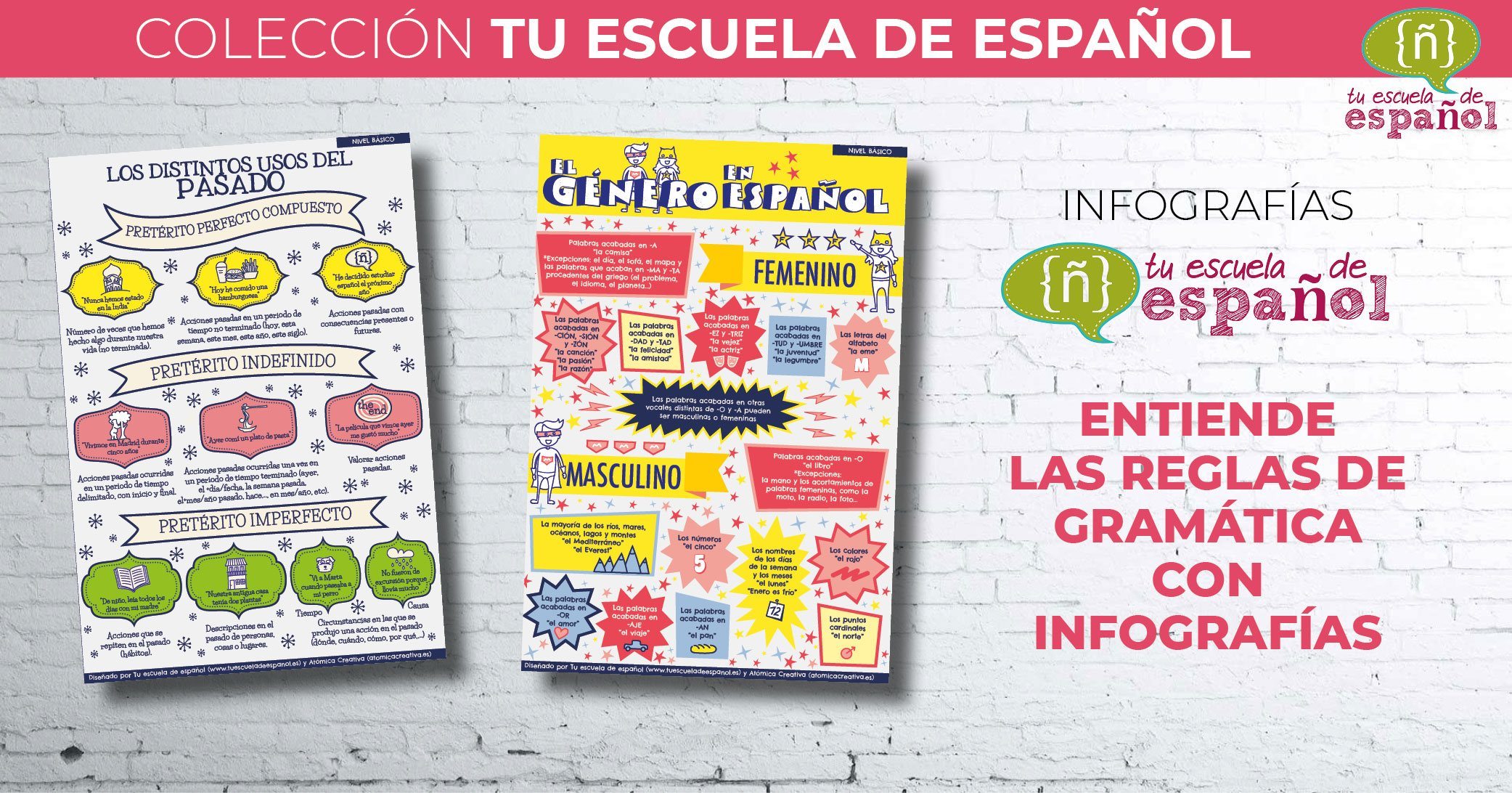 Infografías de gramática y vocabulario de Tu escuela de español