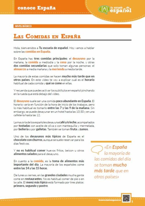 'Comidas en España'