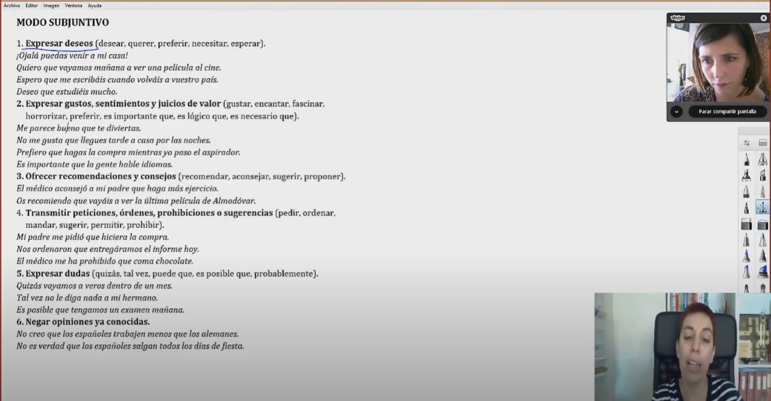Ejemplo de clase por Skype de español como lengua extranjera