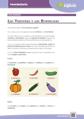 'Alimentos: Verduras y hortalizas'